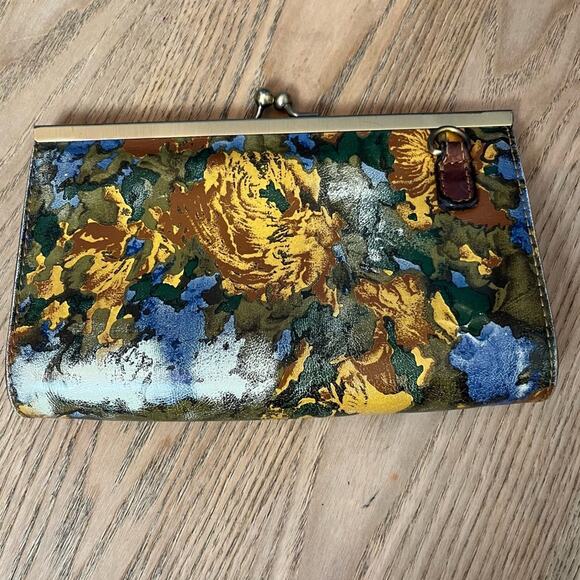 Patricia Nash Vallina Floral Leather Frame Clutch Bag Cottagecore Purse - Picture 2 of 8